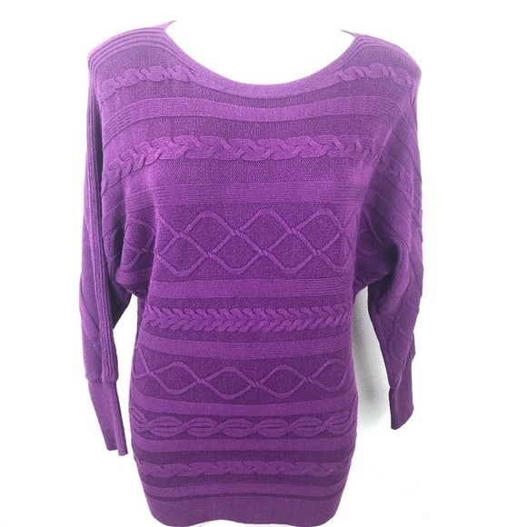 Liz Claiborne Purple Dolman Sleeve Cable Knit Top Size S - Picture 1 of 8